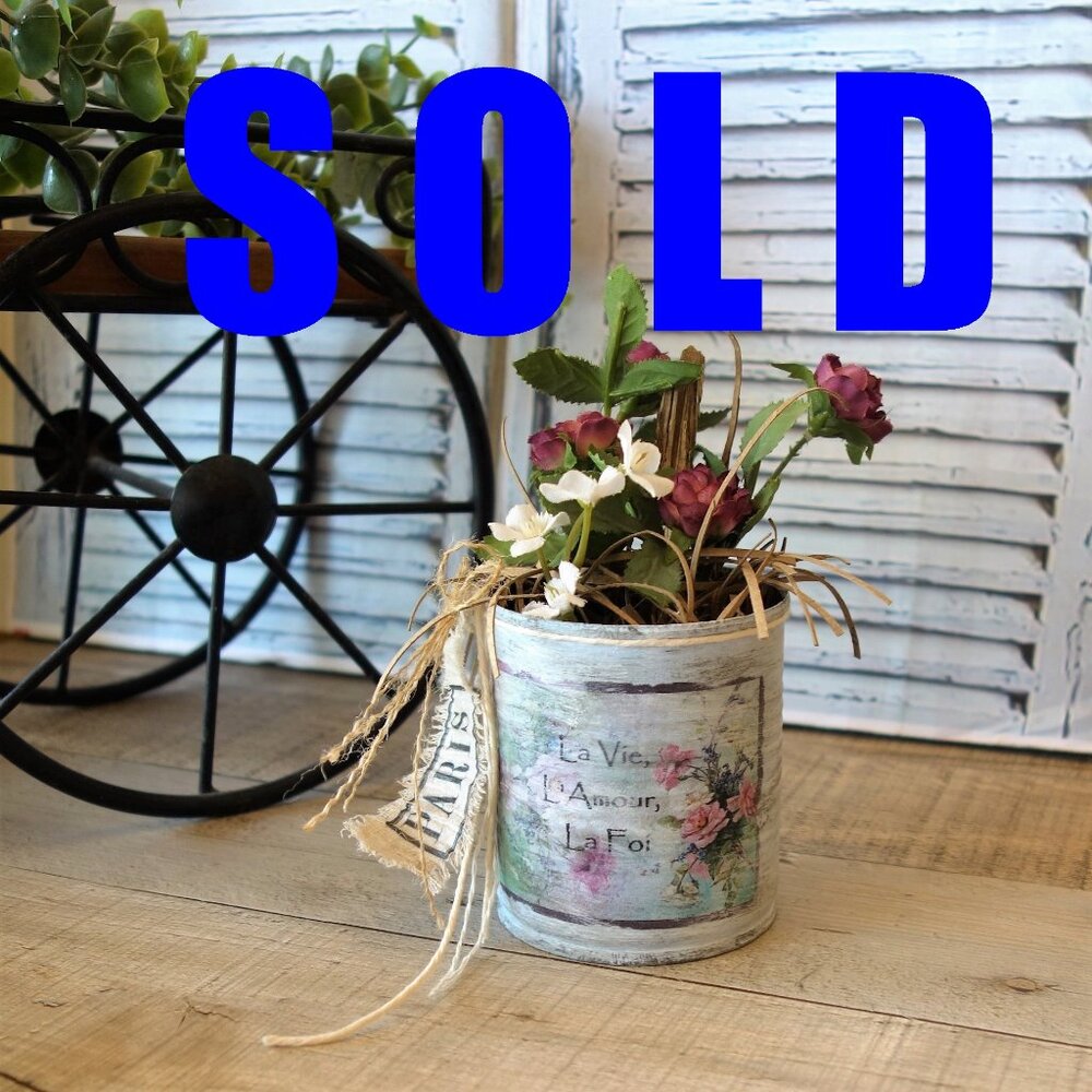 Mini Rose Planter Handmade Blue, Mint Green and Rose Shabby Chic Decor